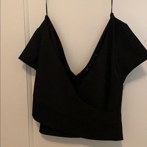 Zara off the shoulder plunge black crop top
